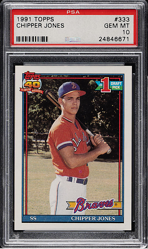 1991 Topps #333 Chipper Jones Rookie PSA GEM MINT 10