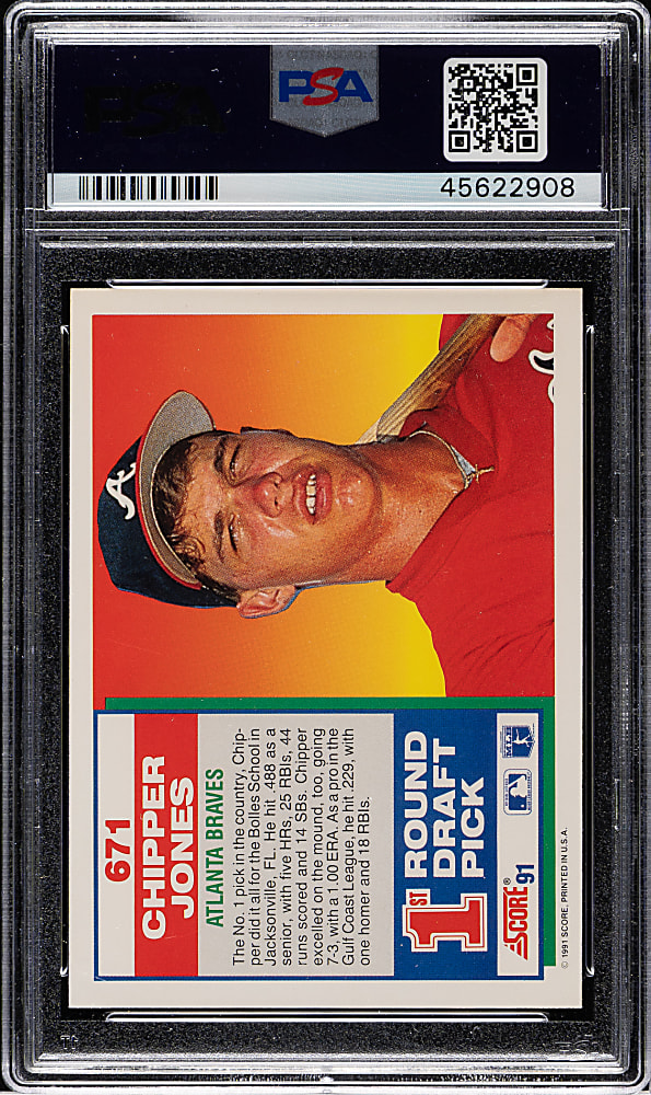 1991 Score #671 Chipper Jones Rookie PSA GEM MINT 10