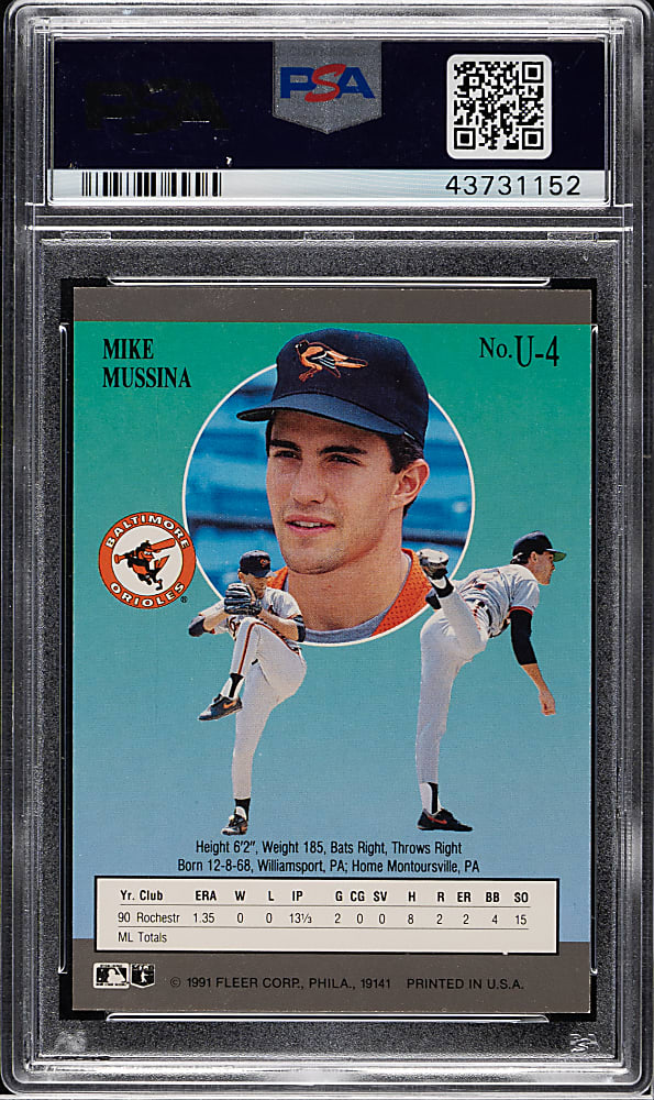 1991 Ultra Update #U-4 Mike Mussina Rookie PSA GEM MINT 10
