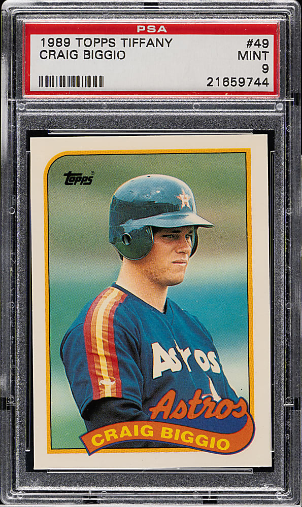 1989 Topps Tiffany #49 Craig Biggio Rookie PSA MINT 9
