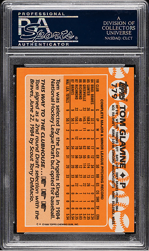1988 Topps Tiffany #779 Tom Glavine Rookie PSA MINT 9