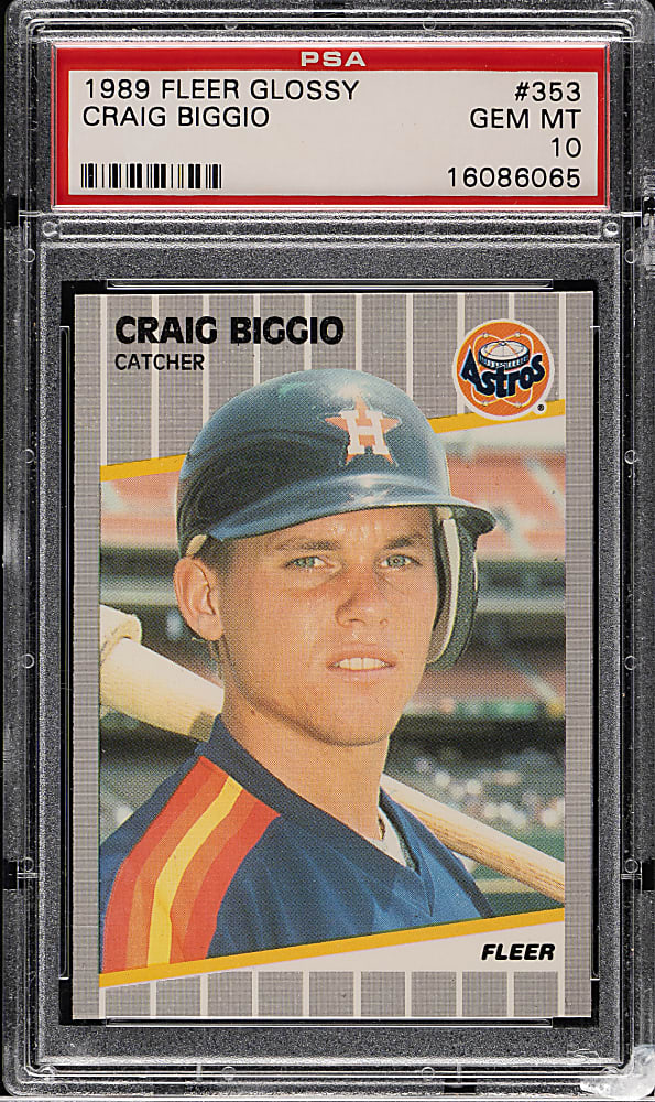 1989 Fleer Glossy #353 Craig Biggio Rookie PSA GEM MINT 10