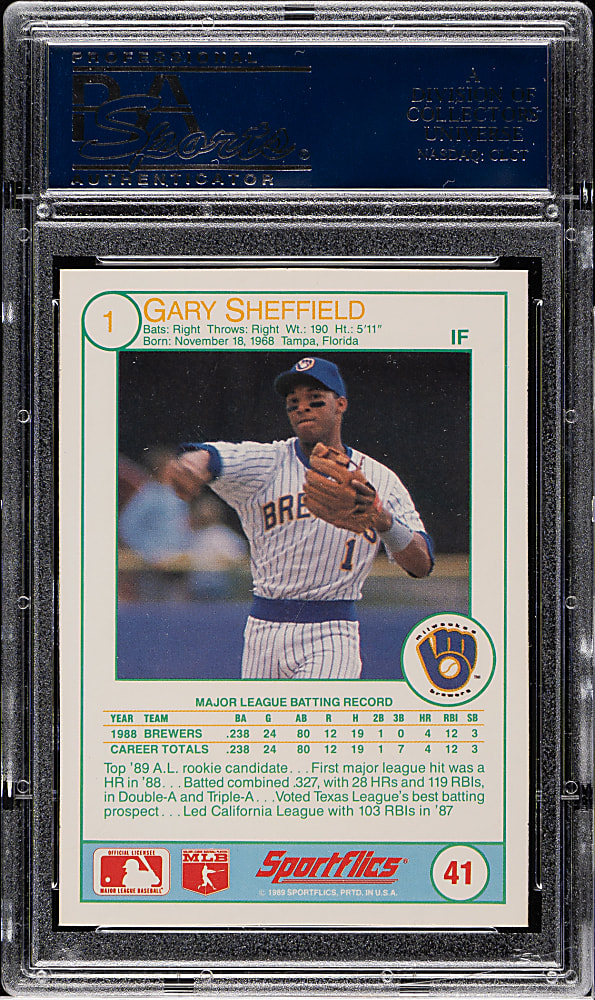1989 Sportflics #41 Gary Sheffield Rookie PSA GEM MINT 10