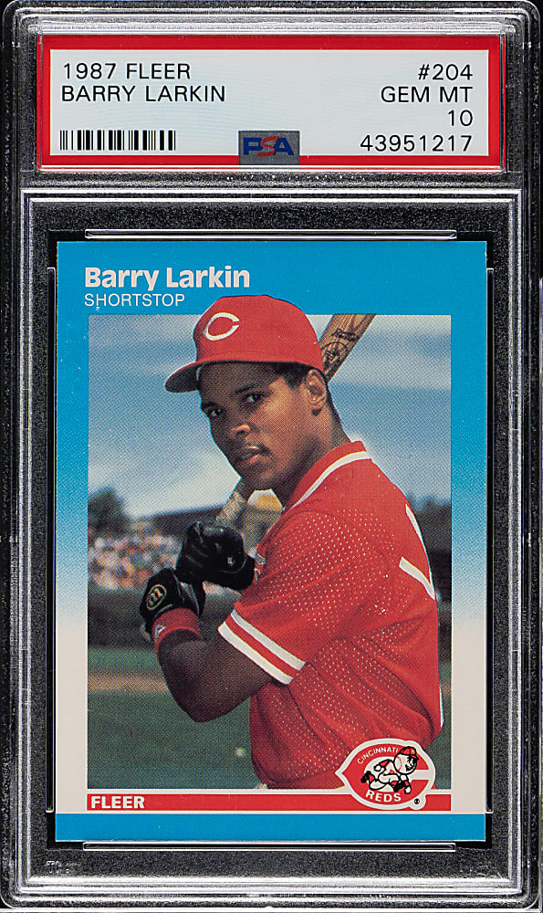 1987 Fleer #204 Barry Larkin Rookie PSA GEM MINT 10