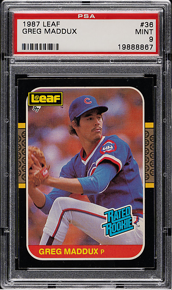 1987 Leaf #36 Greg Maddux Rookie PSA MINT 9