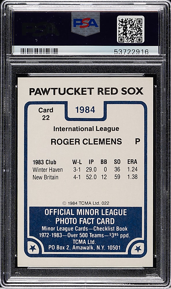 1984 TCMA Pawtucket Red Sox #22 Roger Clemens Pre-Rookie PSA NM-MT 8