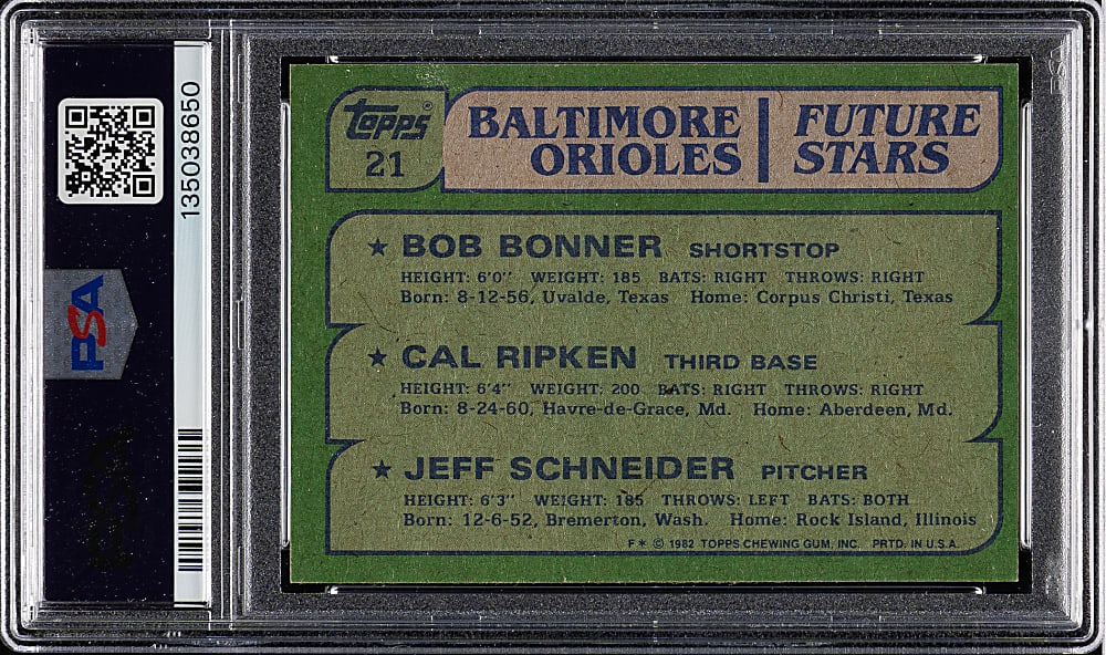 1982 Topps #21 Cal Ripken Jr. Rookie PSA MINT 9