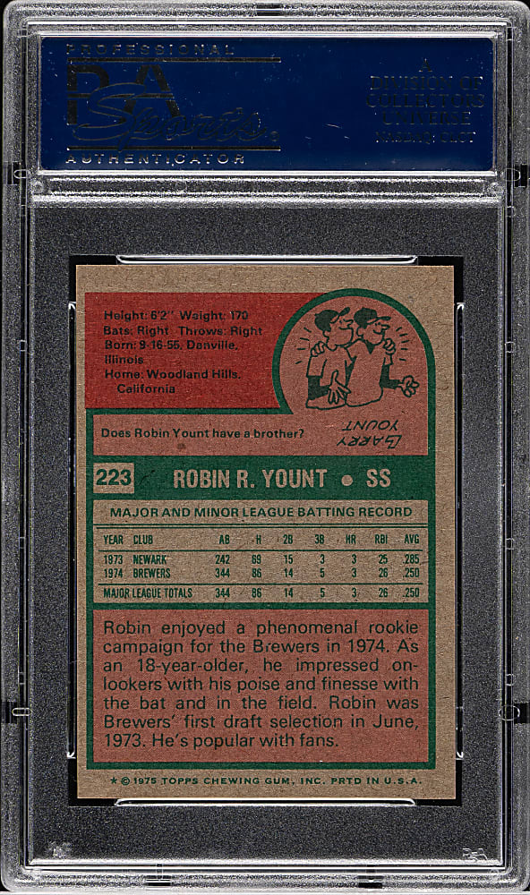 1975 Topps Mini #223 Robin Yount Rookie PSA NM-MT 8