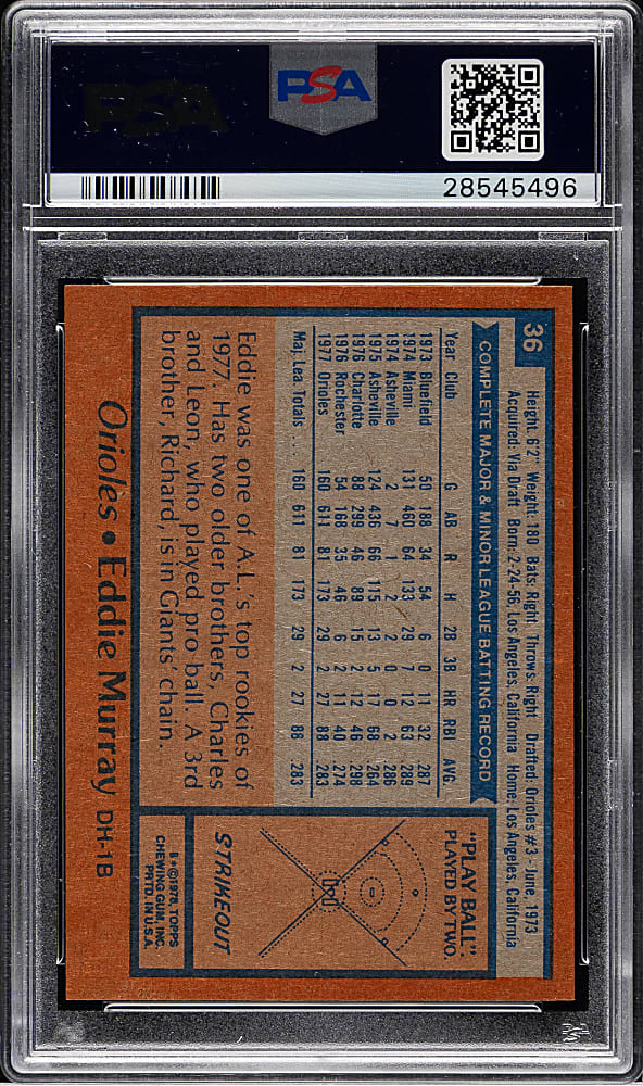 1978 Topps #36 Eddie Murray Rookie PSA NM-MT 8