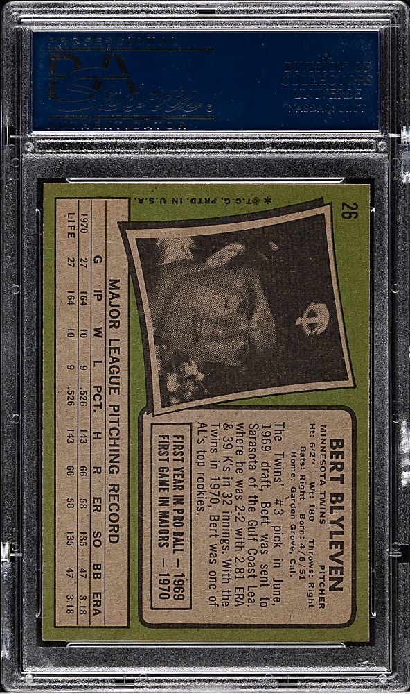 1971 Topps #26 Bert Blyleven Rookie PSA NM 7