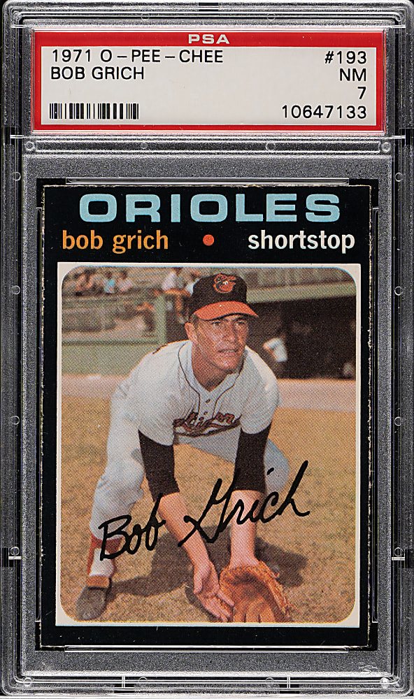 1971 O-Pee-Chee #193 Bob Grich Rookie PSA NM 7