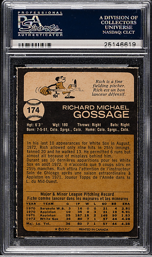 1973 O-Pee-Chee #174 Goose Gossage Rookie PSA NM-MT 8