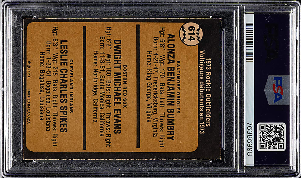 1973 O-Pee-Chee #614 Dwight Evans Rookie PSA NM-MT 8