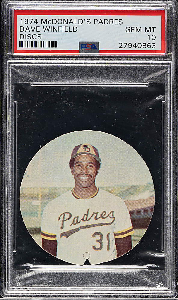 1974 McDonald's San Diego Padres Discs Dave Winfield Rookie PSA GEM MINT 10