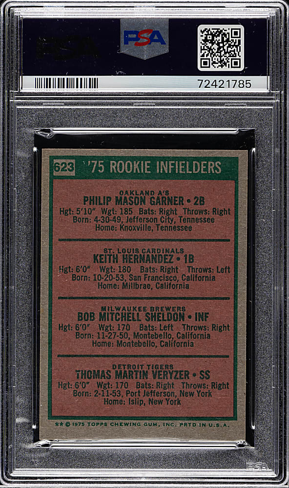 1975 Topps Mini #623 Keith Hernandez Rookie PSA NM-MT 8