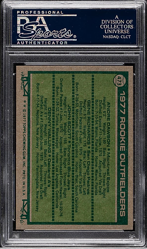 1977 Topps #473 Andre Dawson Rookie PSA MINT 9