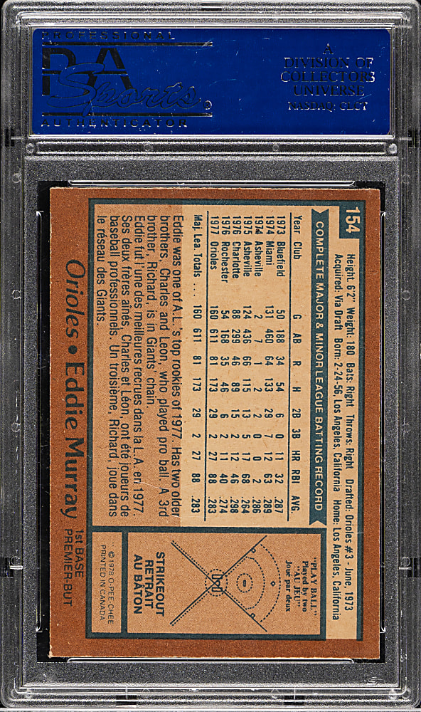 1978 O-Pee-Chee #154 Eddie Murray Rookie PSA NM-MT 8