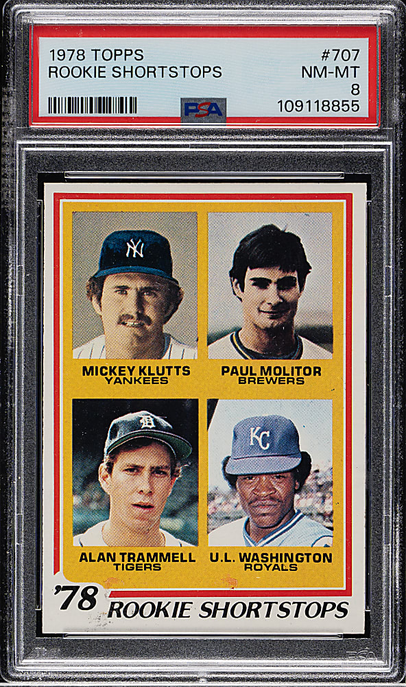 1978 Topps #707 Paul Molitor and Alan Trammell Rookie PSA NM-MT 8