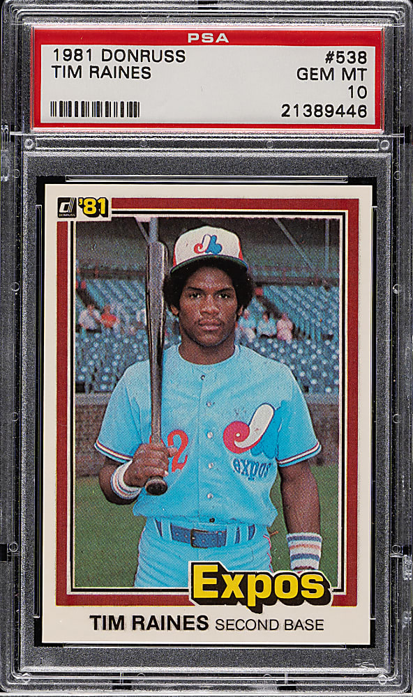 1981 Donruss #538 Tim Raines Rookie PSA GEM MINT 10