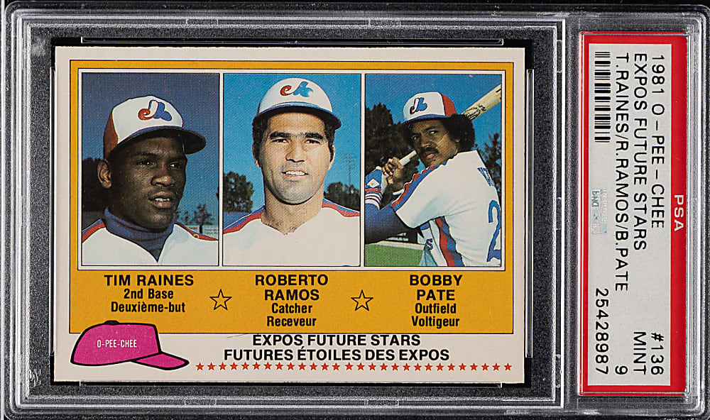 1981 O-Pee-Chee #136 Tim Raines Rookie PSA MINT 9