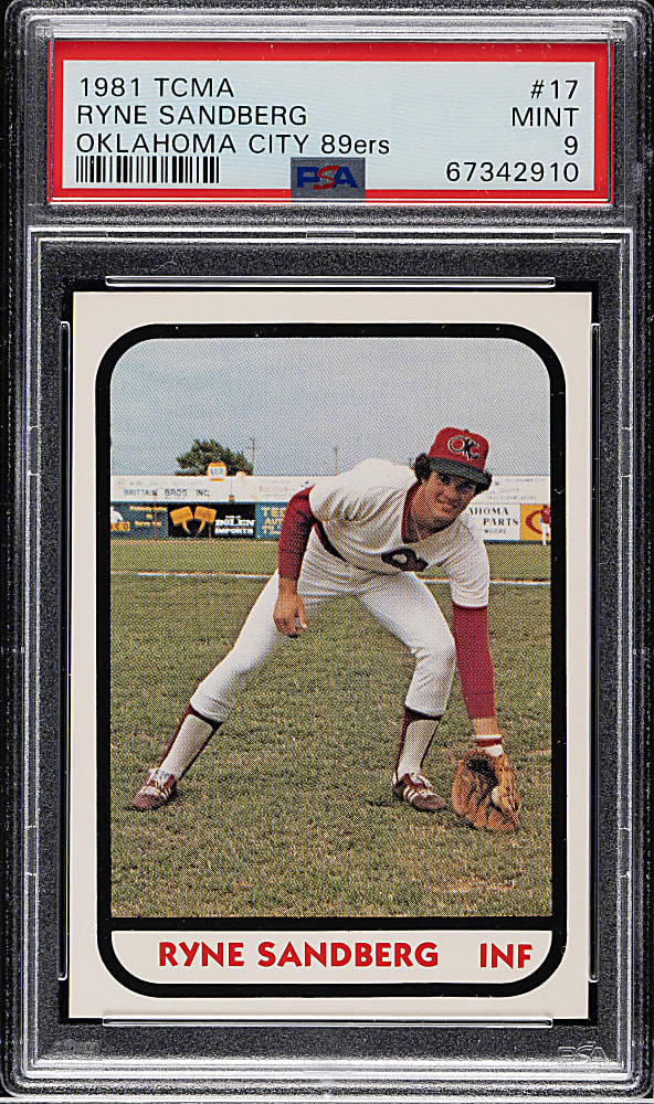 1981 TCMA Oklahoma City 89ers #17 Ryne Sandberg Pre-Rookie PSA MINT 9