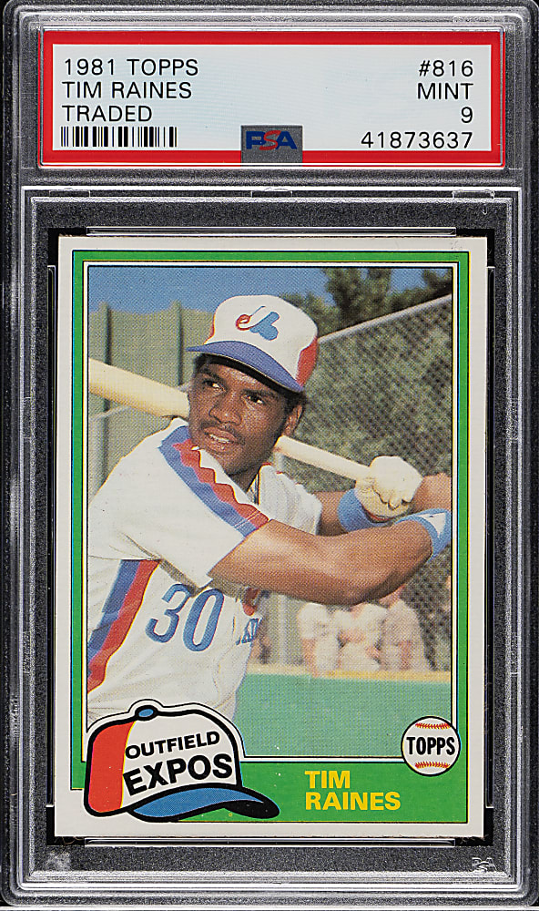 1981 Topps Traded #816 Tim Raines Rookie PSA MINT 9