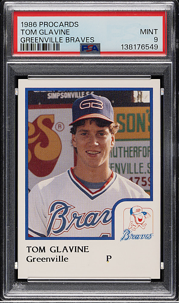 1986 Procards Greenville Braves Tom Glavine Pre-Rookie PSA MINT 9