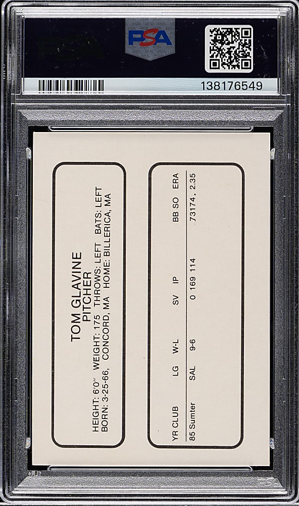 1986 Procards Greenville Braves Tom Glavine Pre-Rookie PSA MINT 9