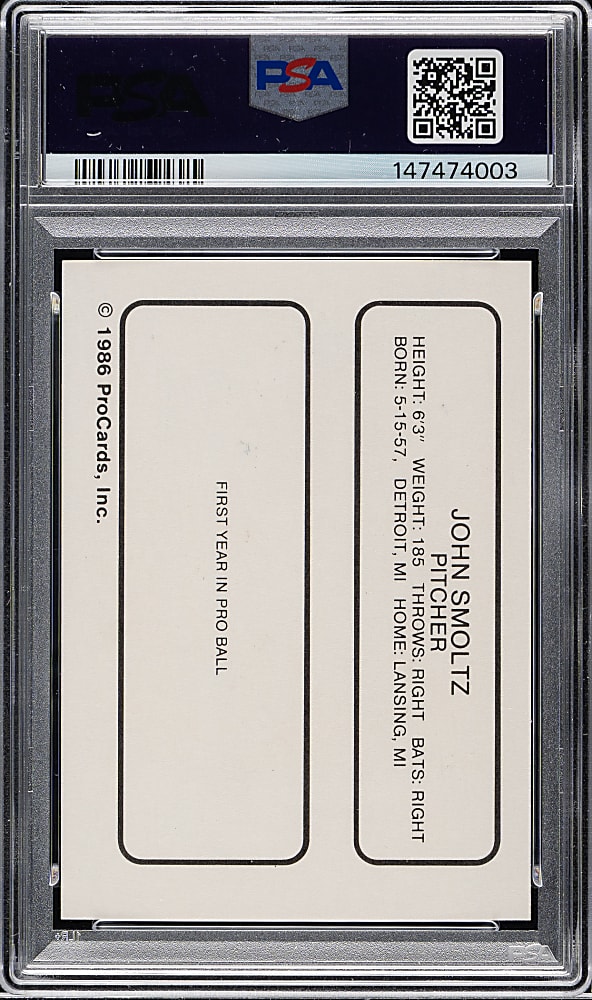 1986 Procards Lakeland Tigers John Smoltz Pre-Rookie PSA MINT 9