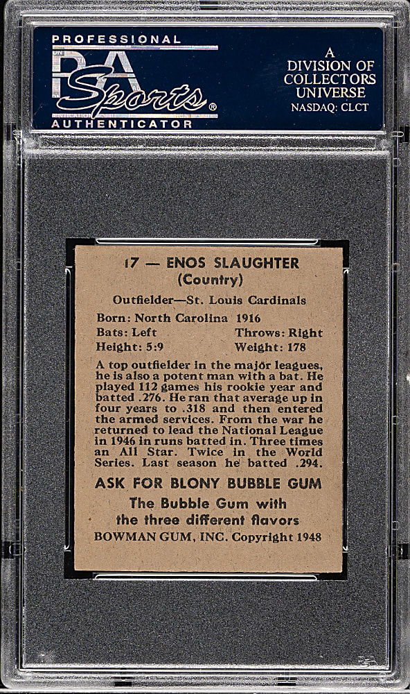 1948 Bowman #17 Enos Slaughter Rookie PSA NM 7