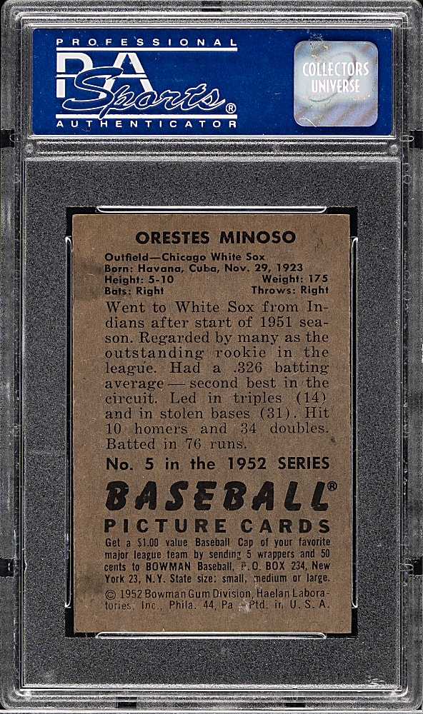 1952 Bowman #5 Orestes Minoso Rookie PSA EX-MT 6