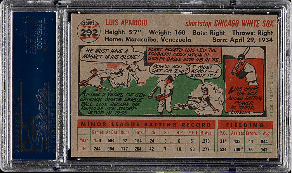 1956 Topps #292 Luis Aparicio Rookie PSA NM 7