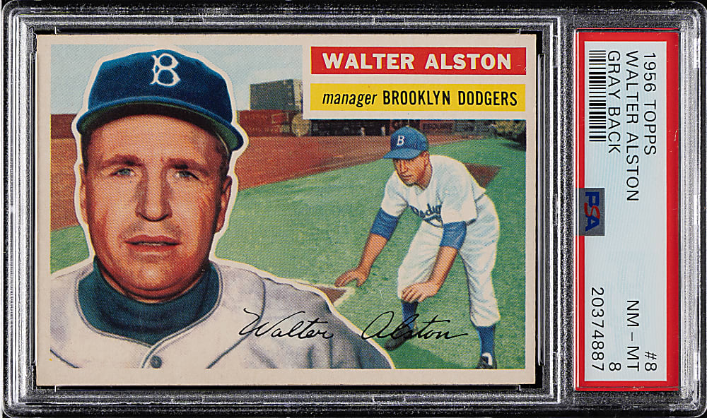 1956 Topps #8 Walter Alston Gray Back PSA NM-MT 8