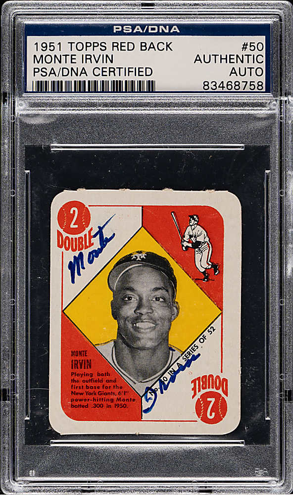 Signed 1951 Topps Red Back #50 Monte Irvin Rookie - PSA/DNA
