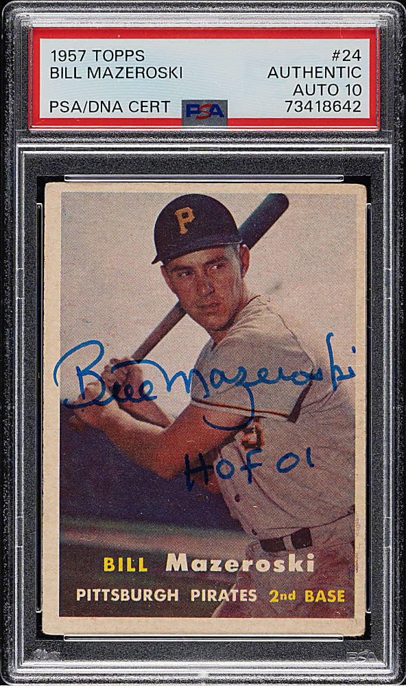 Signed 1957 Topps #24 Bill Mazeroski Rookie PSA/DNA GEM MINT 10
