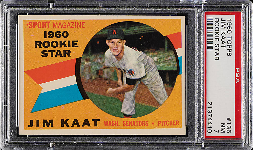 1960 Topps #136 Jim Kaat Rookie PSA NM 7