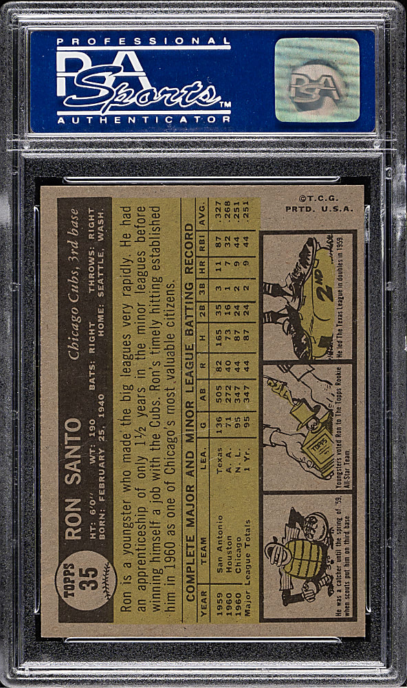 1961 Topps #35 Ron Santo Rookie PSA NM-MT 8