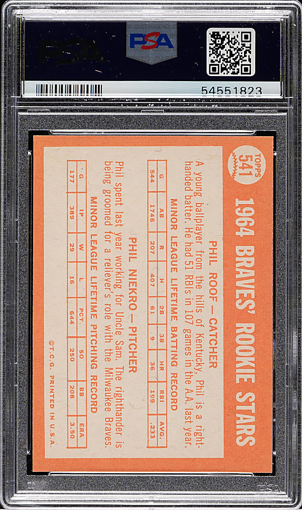 1964 Topps #541 Phil Niekro Rookie PSA NM-MT 8