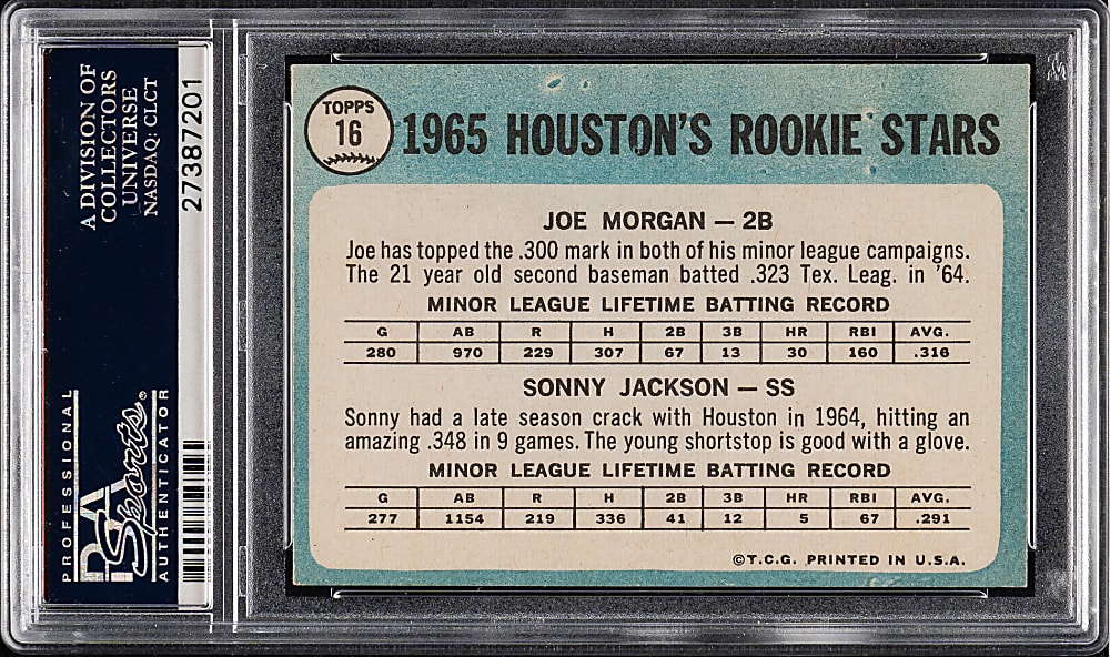 1965 Topps #16 Joe Morgan Rookie PSA NM 7