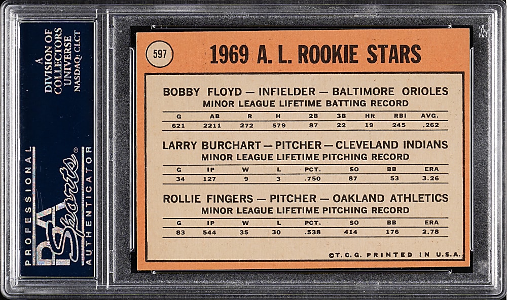 1969 Topps #597 Rollie Fingers Rookie PSA NM-MT 8