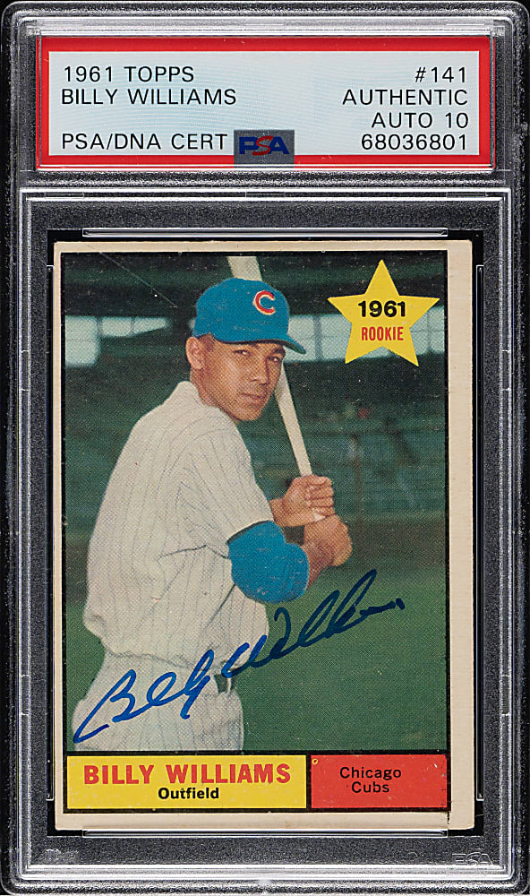 Signed 1961 Topps #141 Billy Williams Rookie PSA/DNA GEM MINT 10