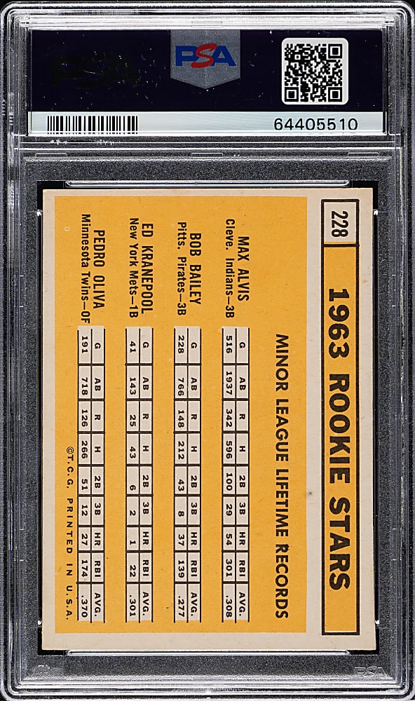 Signed 1963 Topps #228 Tony Oliva Rookie PSA/DNA GEM MINT 10