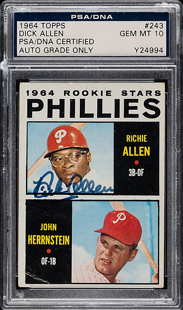 Signed 1964 Topps #243 Dick Allen Rookie PSA/DNA GEM MINT 10