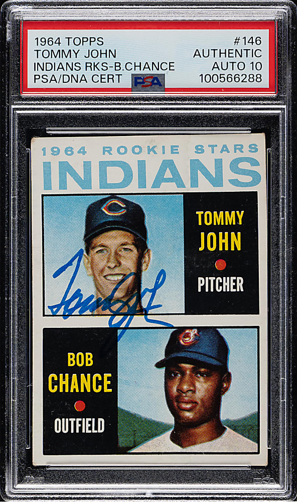 Signed 1964 Topps #146 Tommy John Rookie PSA/DNA GEM MINT 10