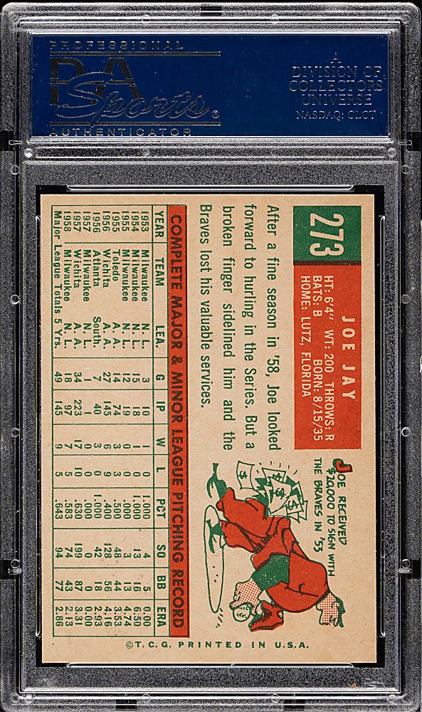 1959 Topps #273 Joe Jay PSA MINT 9