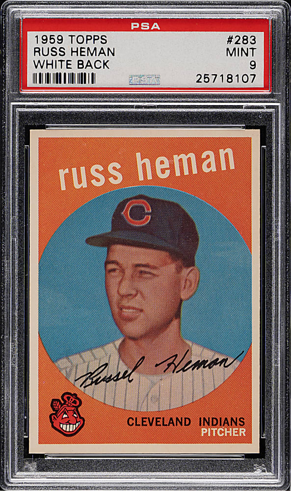 1959 Topps #283 Russ Heman White Back PSA MINT 9