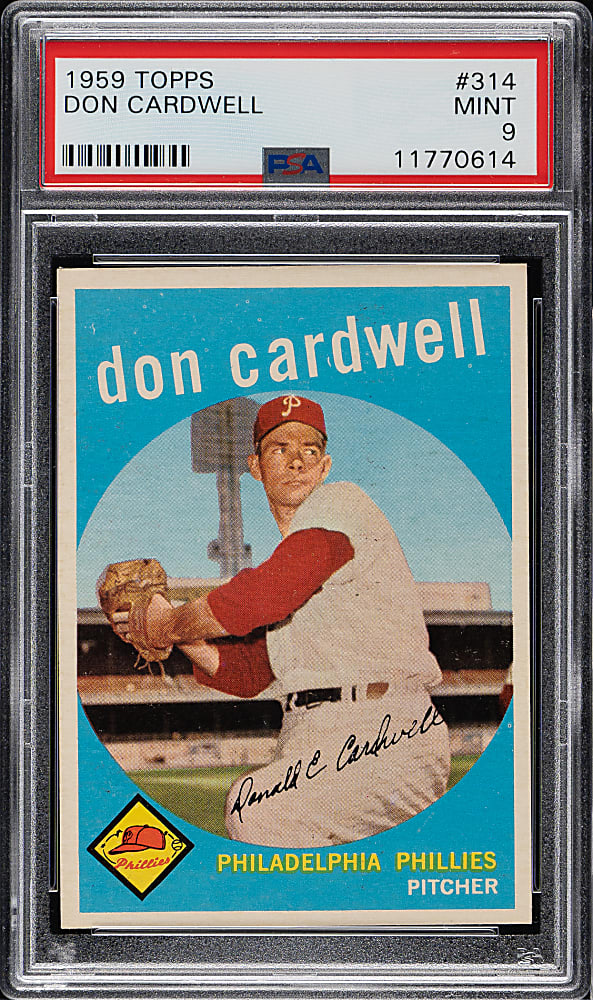 1959 Topps #314 Don Cardwell PSA MINT 9 - Highest Graded!