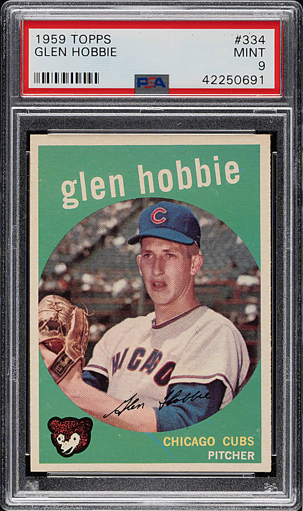 1959 Topps #334 Glen Hobbie PSA MINT 9 - Highest Graded!
