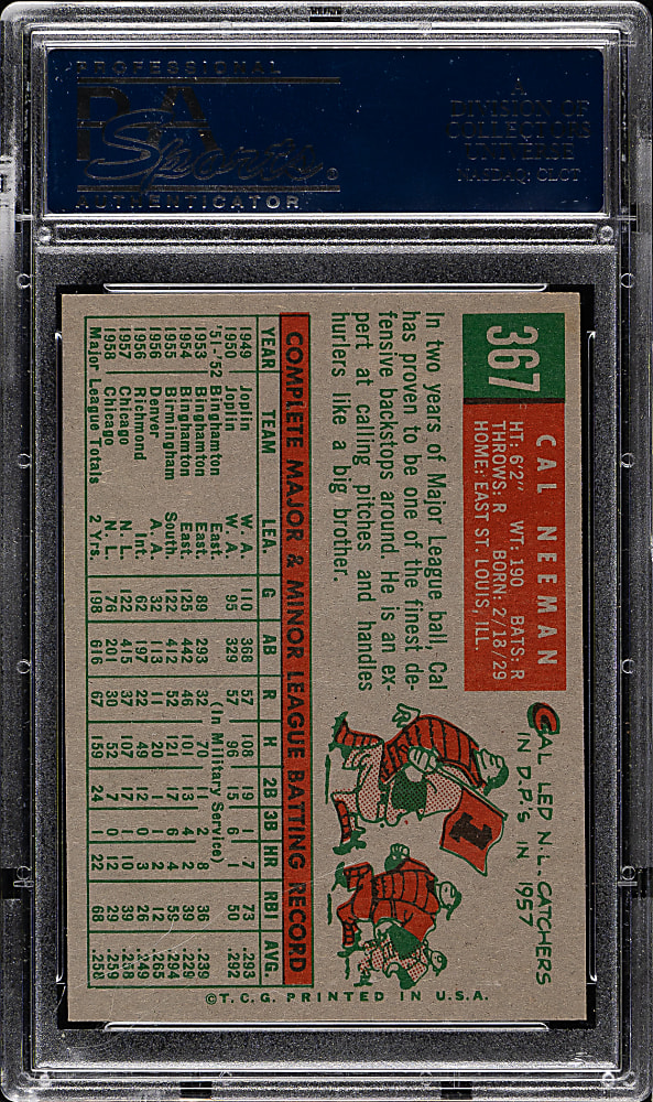 1959 Topps #367 Cal Neeman PSA MINT 9 - Highest Graded!