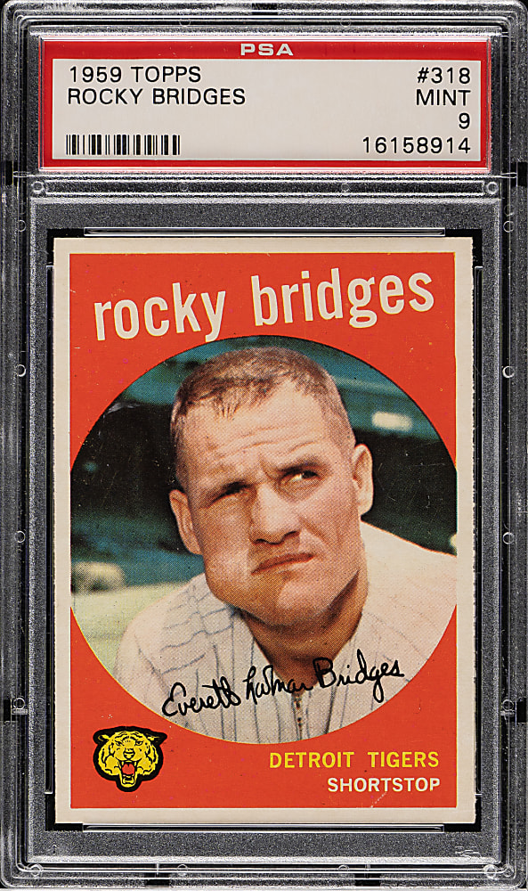 1959 Topps #318 Rocky Bridges PSA MINT 9 - Highest Graded!